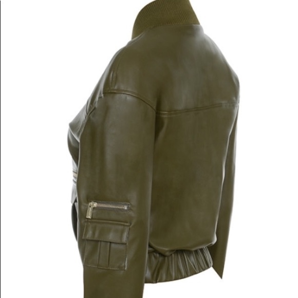 NEW House Of CB Olive Vegan Leather Jacket - Picture 5 of 8